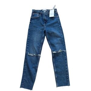 Zara High Rise Slim Fit Jeans Blue Denim Size 34 US 2 NWT